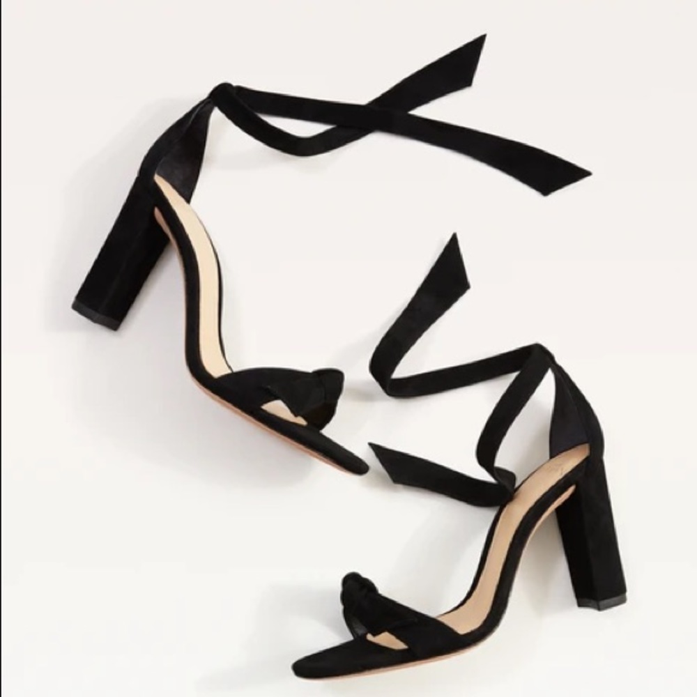 NEW 100% AUTH ALEXANDRE BIRMAN CLARITA BOW TIE SUEDE SANDAL HEELS IN BLACK 90 MM